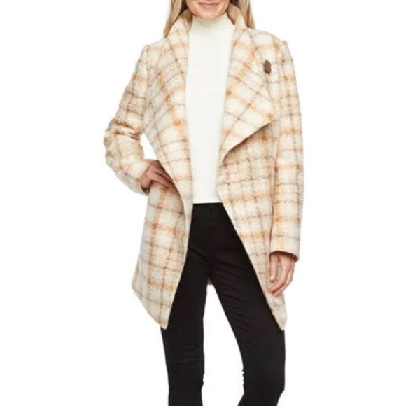 Liz Claiborne Boucle Jacket Plaid Longline Overcoat Size XL - Picture 1 of 7